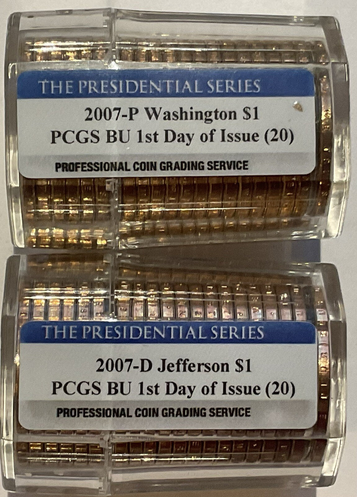 💰LOT OF 4 - 2007 FDOI PCGS Graded BU $1 ROLLS Washington Jefferson Adam Madison