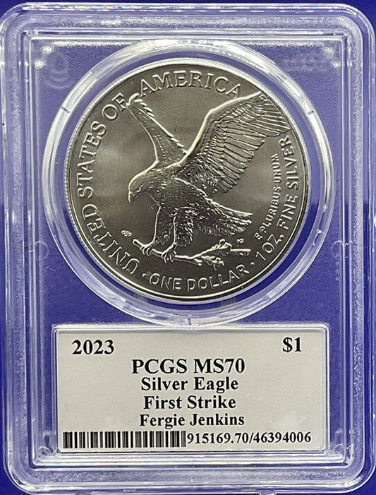 ⚾️ FERGIE JENKINS 2023 $1 Silver Eagle .999 PCGS MS70 FS Legends of Life🏅