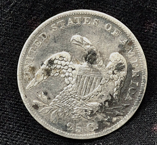 1835 Capped Bust Quarter X Fine ๐ฅ90 % Silver Type Two Motto Removed Circ. Sharp