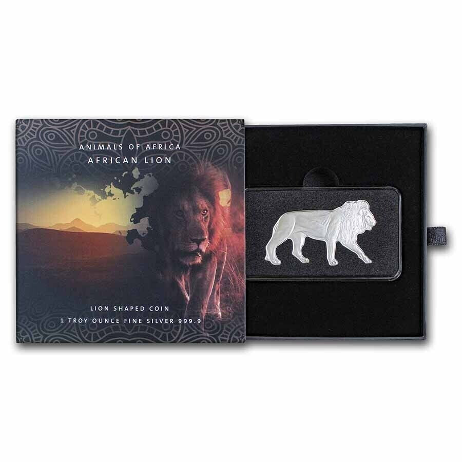 2021 Silver .9999 Animals of Africa: African Lion + Presentation Box
