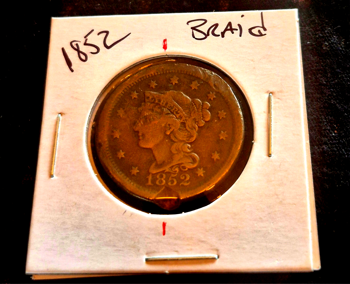 1852 Coronet Large Cent Braided Hair š„45 Degree Die Rotationš„ Partial Liberty