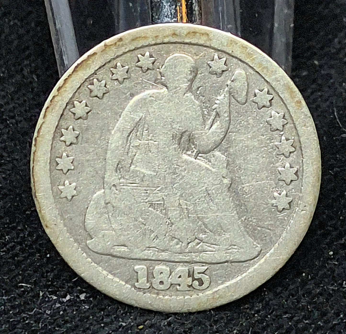✅ 1845 Seated Liberty Half Dime Fine Features 90% Silver 5C Coin Better Date