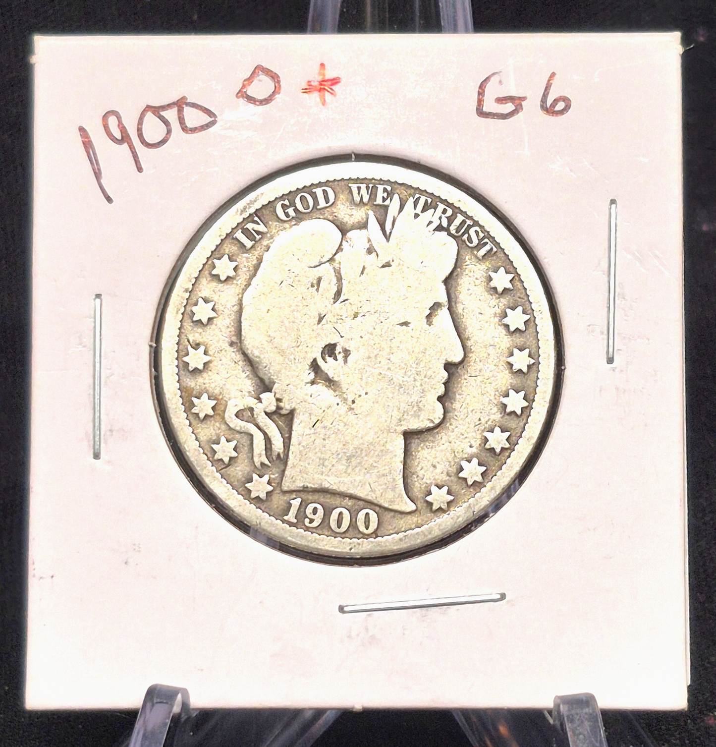 1900 O Barber Half Dollar 90% Silver 50C Circulated Full Rims Partial Motto