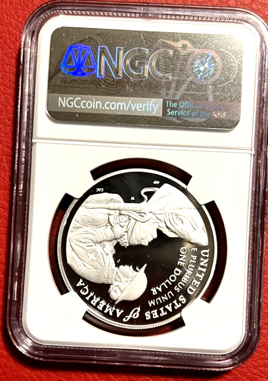 💜 2022W Proof Silver COLORIZED PURPLE HEART Dolla NGC PF69 UC FDOI VERY RARE💜