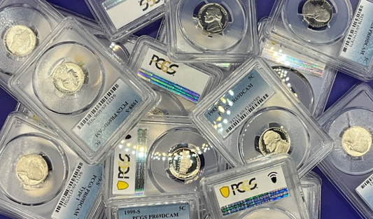 Lot of 5 -Jefferson Nickels PROOF COINS🔥 PCGS ONLY PR69DCAM💰 25+ Years Old ✅