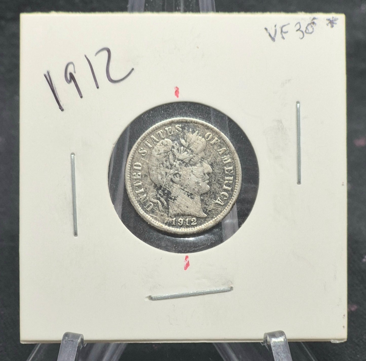 1912 P Barber Dime Die Rotation 🥈90% Silver🥈 Fine Details Circulated Condition