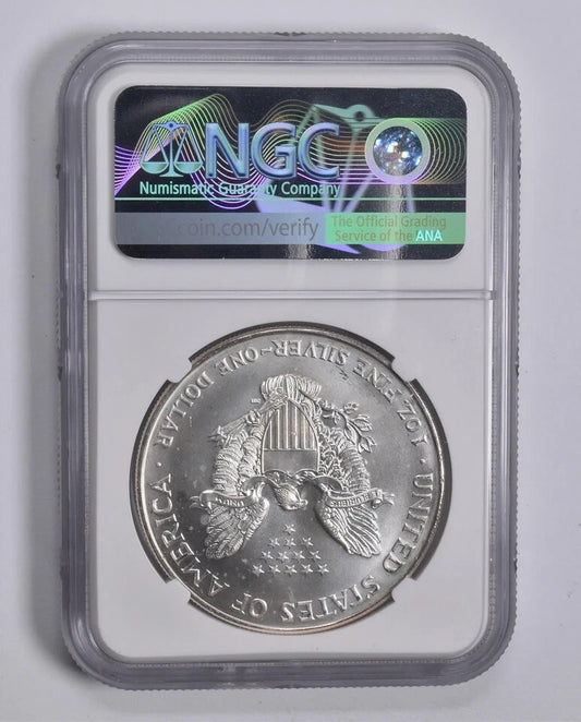 BU 1994 American Silver Eagle $1 NGC Brilliant Uncirculated Brown Label Cracked