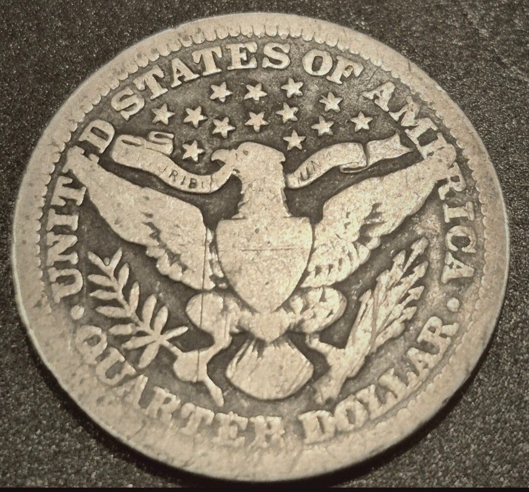 1913 Barber Silver Quarter 90 % SILVER Much Harder Date Coin Very Good Condition