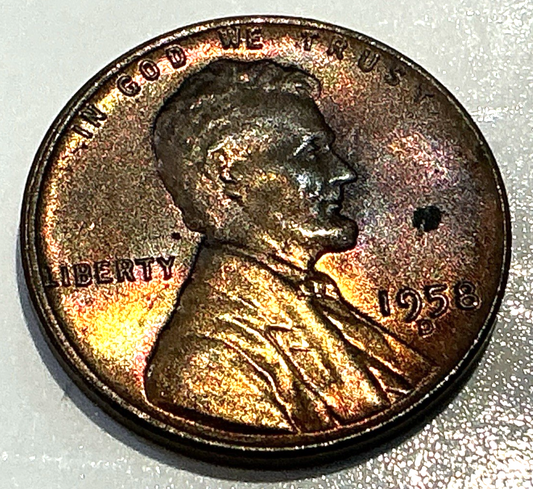 1958 D - Lincoln Wheat Cent - BU (Roll End Toning) Exact GEM Coin Shown