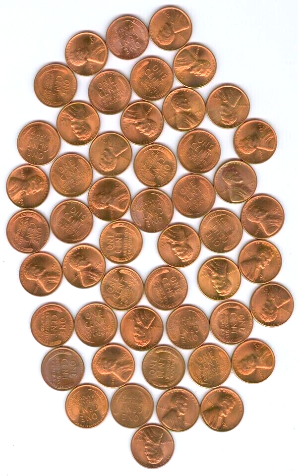 ✅ 1945-S Red Gem BU Lincoln Wheat 1c BRILLIANT UNCIRCULATED From OBW Roll