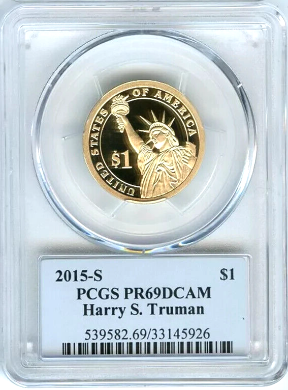 ✅ 2015 S Harry S. Truman Presidential Dollar PCGS PR69DCAM Photo Label KEY DATE!