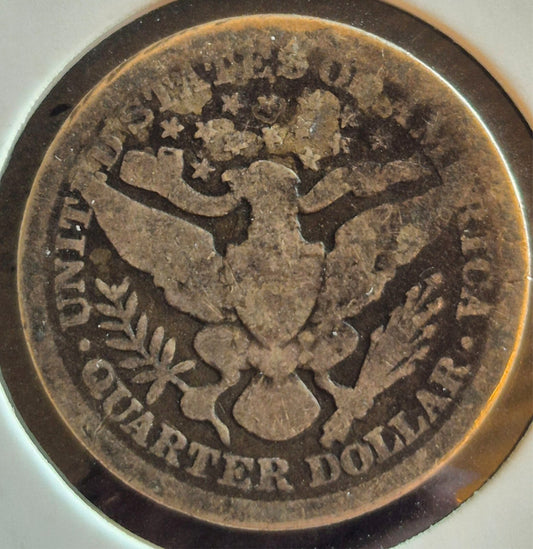 1899 Barber Silver Quarter 90% SILVER Coin Raw Circulated AG Condition or Less