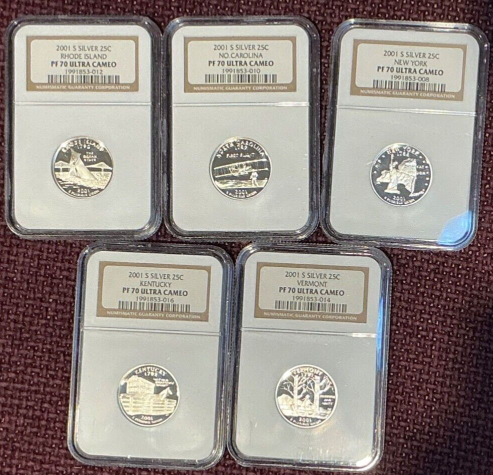 Complete Set SILVER State Quarters & Territories NGC PF70 UCAM RARE Proof Coins