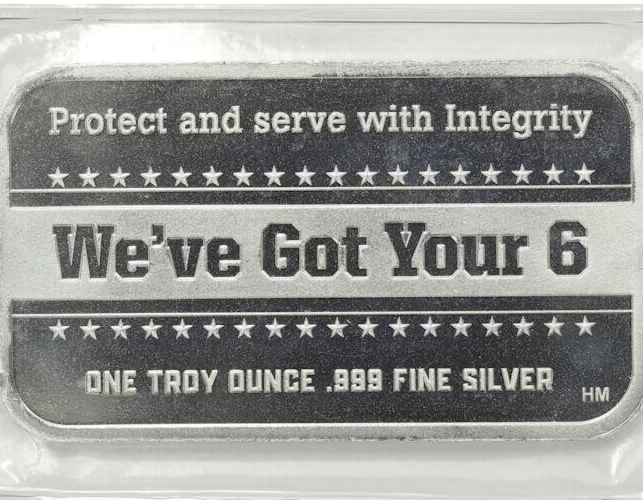 👮THIN BLUE LINE Protect Serve Integrity .999 Fine 1 Oz SILVER Bar We Got Your 6
