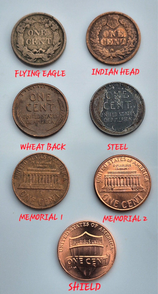 1856-2025 U.S. Sm 1C Set Flying Eagle, Indian, Wheat, Steel, Mem 1 & 2, Shield