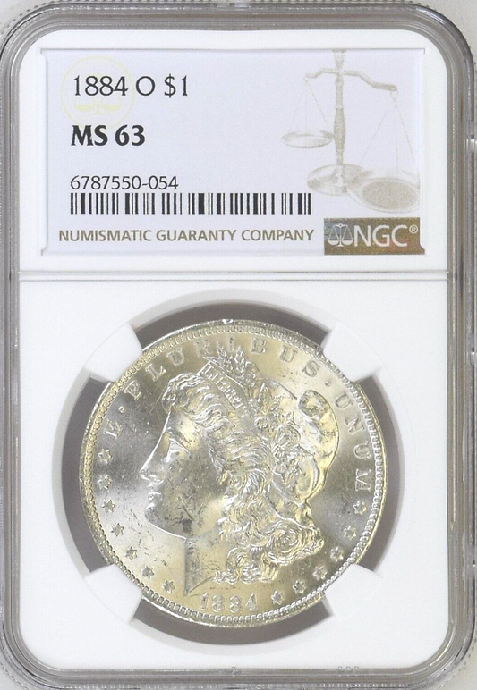 β‘οΈMS63 1884-O Morgan Silver $1 Dollar NGC Graded Coin 90% Fine