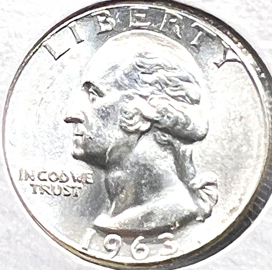 1963-P Washington Quarter 90% Silver 25c Super Shiny Coin