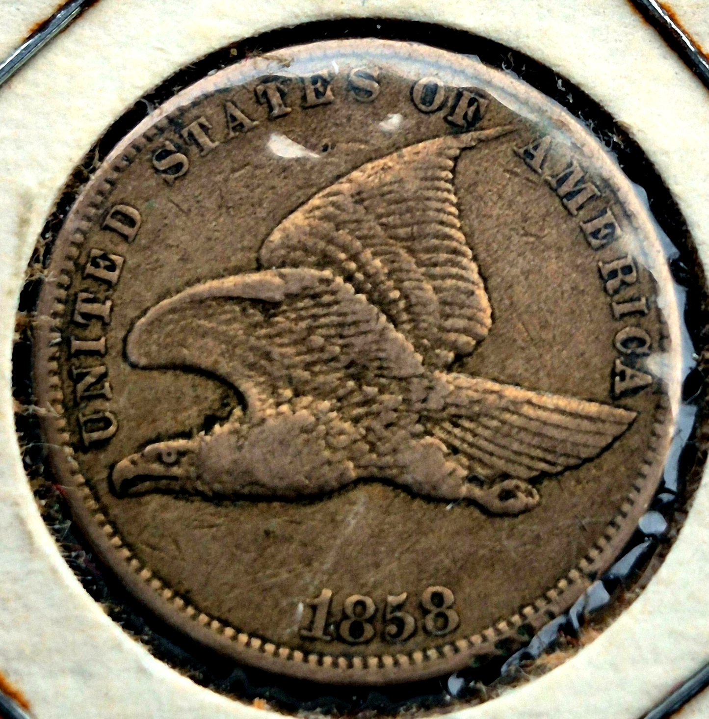 1858 Flying Eagle One Cent Finer Details Small Letter in Vintage Flip Last Year