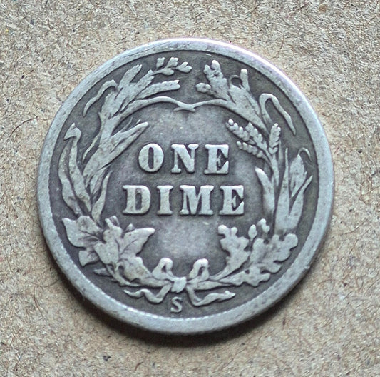 1912 S Barber Dime🥈90% Silver🥈Better Date F-VF Crisp Features Full Rims 10C