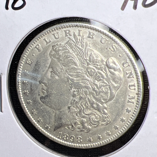 1898 AU Morgan Silver Dollar Shiny Well Struck Finer Details $1 Coin