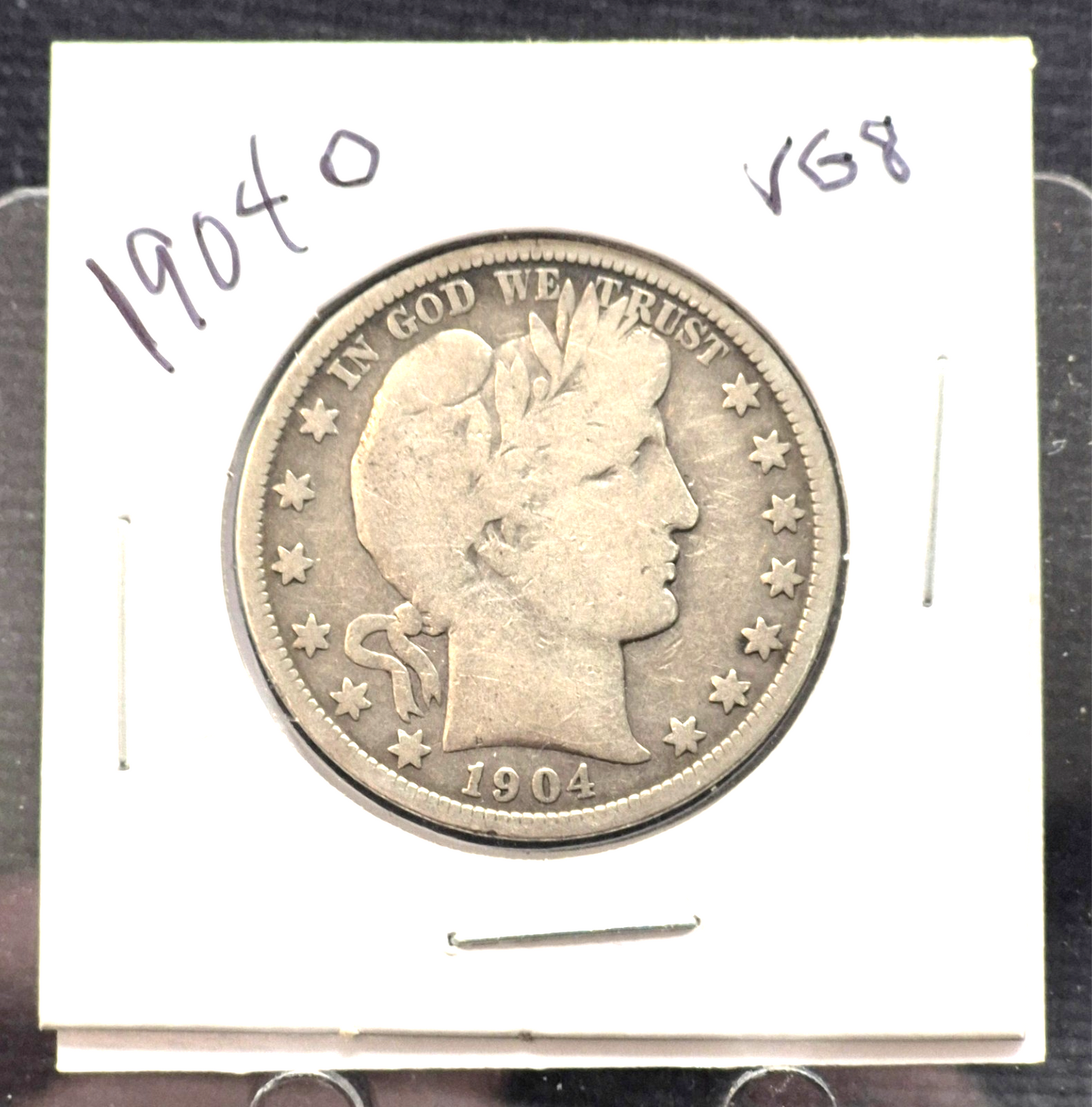 1904 O Barber Half Dollar 90% Silver 50C Partial Liberty, Full Motto, Full Rim