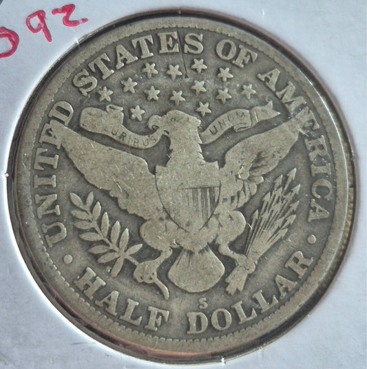 1915 S Barber Half Dollar 90% Silver 50C Circulated Condition Last Year Produced