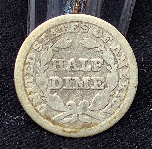 ✅ 1845 Seated Liberty Half Dime Fine Features 90% Silver 5C Coin Better Date