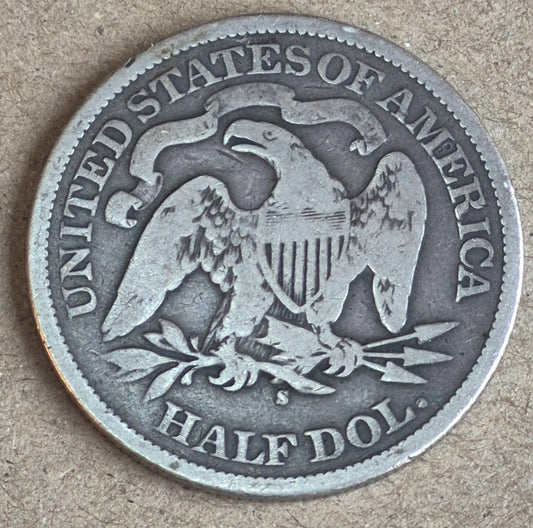 1875-S Liberty Seated Half Dollar VG 4th Variety Resumed 90% Silver Coin 50C
