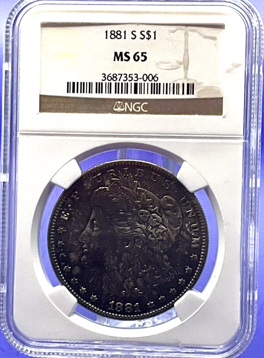 1881 S Morgan Silver NGC Graded MS65 $1 Dollar 90% Fine Beautiful Toned Coin