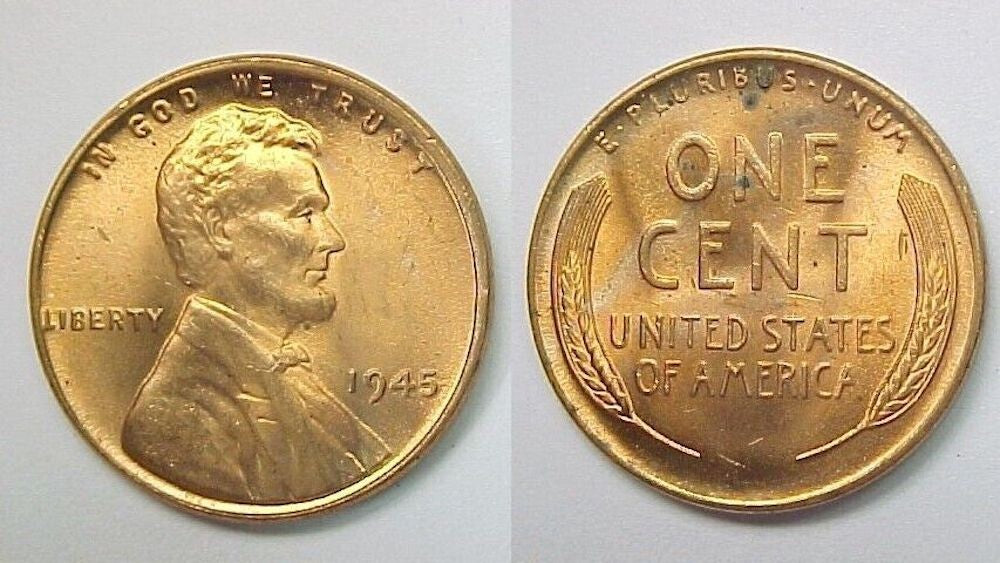 🔥 1945 P Lincoln Wheat Cent BU UNCIRCULATED Gem From OBW Bank Coin Roll