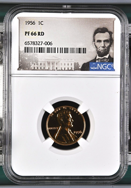 1956 LINCOLN CENT 1C NGC PF 66 RD Special Lincoln Label Fire Red Color Coin