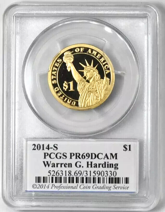 ✅ 2010 S $1 WARREN G. HARDING Dollar PCGS PR69 DCAM President Dollar Coin Photo