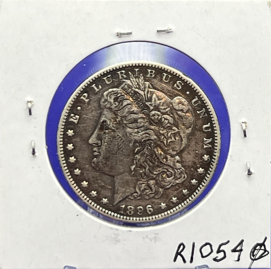 1896 Morgan $1 Dollar 90% Silver Wrapper Toned Circle Reverse of Coin