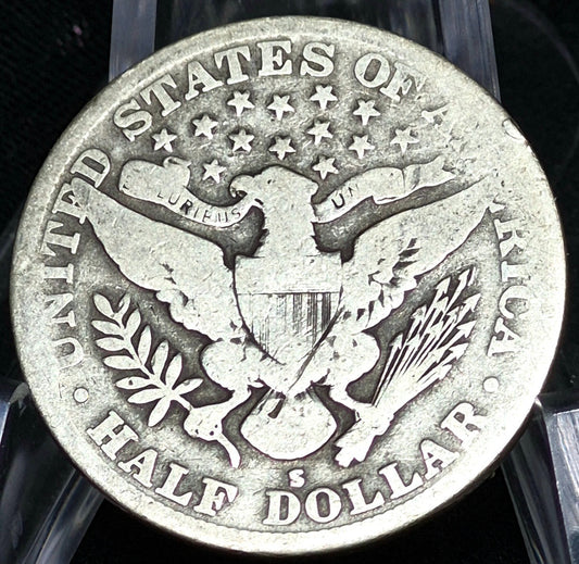 1915 S Barber Half Dollar 🔥90% Silver Last Yr Very Good Condition Partial Motto