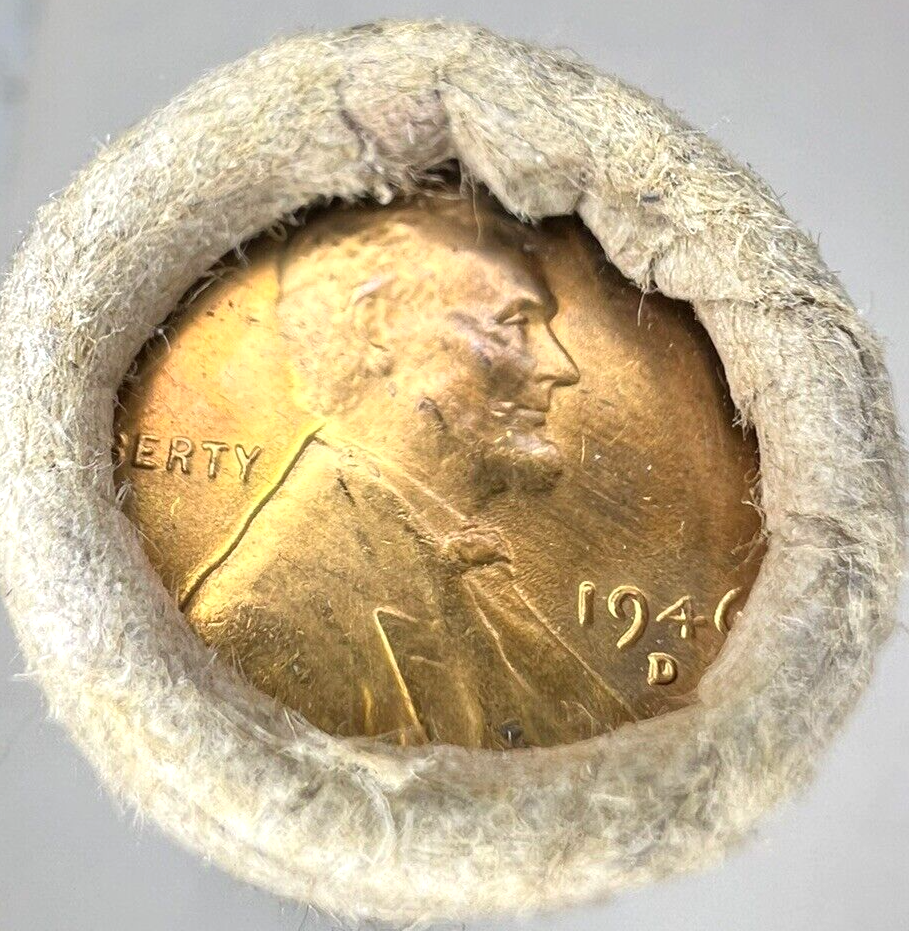 ✅ 1946 D Lincoln Wheat Cent GEM BU 1c BRILLIANT UNCIRCULATED From OBW Roll