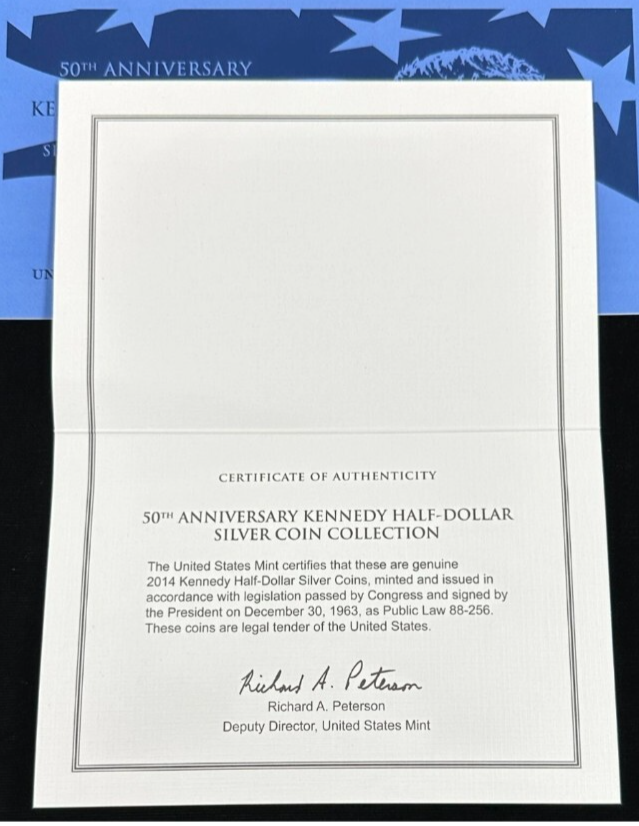2014 50th Anniversary Kennedy Half Dollar Silver Coin Collection 4 Piece Set OGP