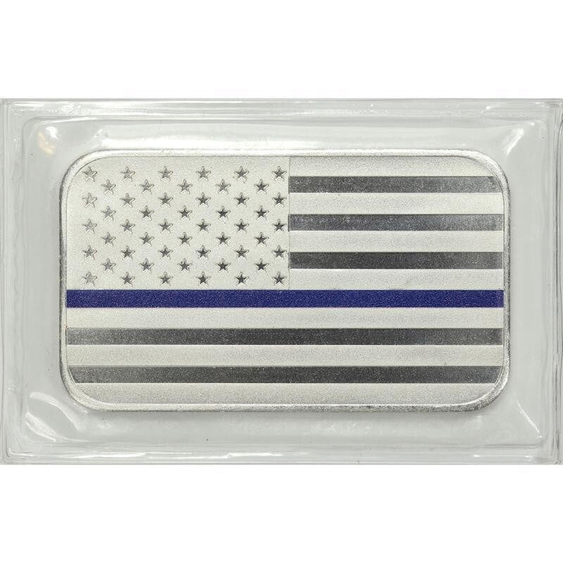 👮THIN BLUE LINE Protect Serve Integrity .999 Fine 1 Oz SILVER Bar We Got Your 6