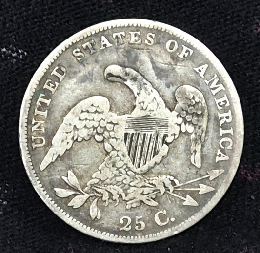 1836 Capped Bust Quarter 90% Silver Type Two Full Rims Very Fine Sharp Details