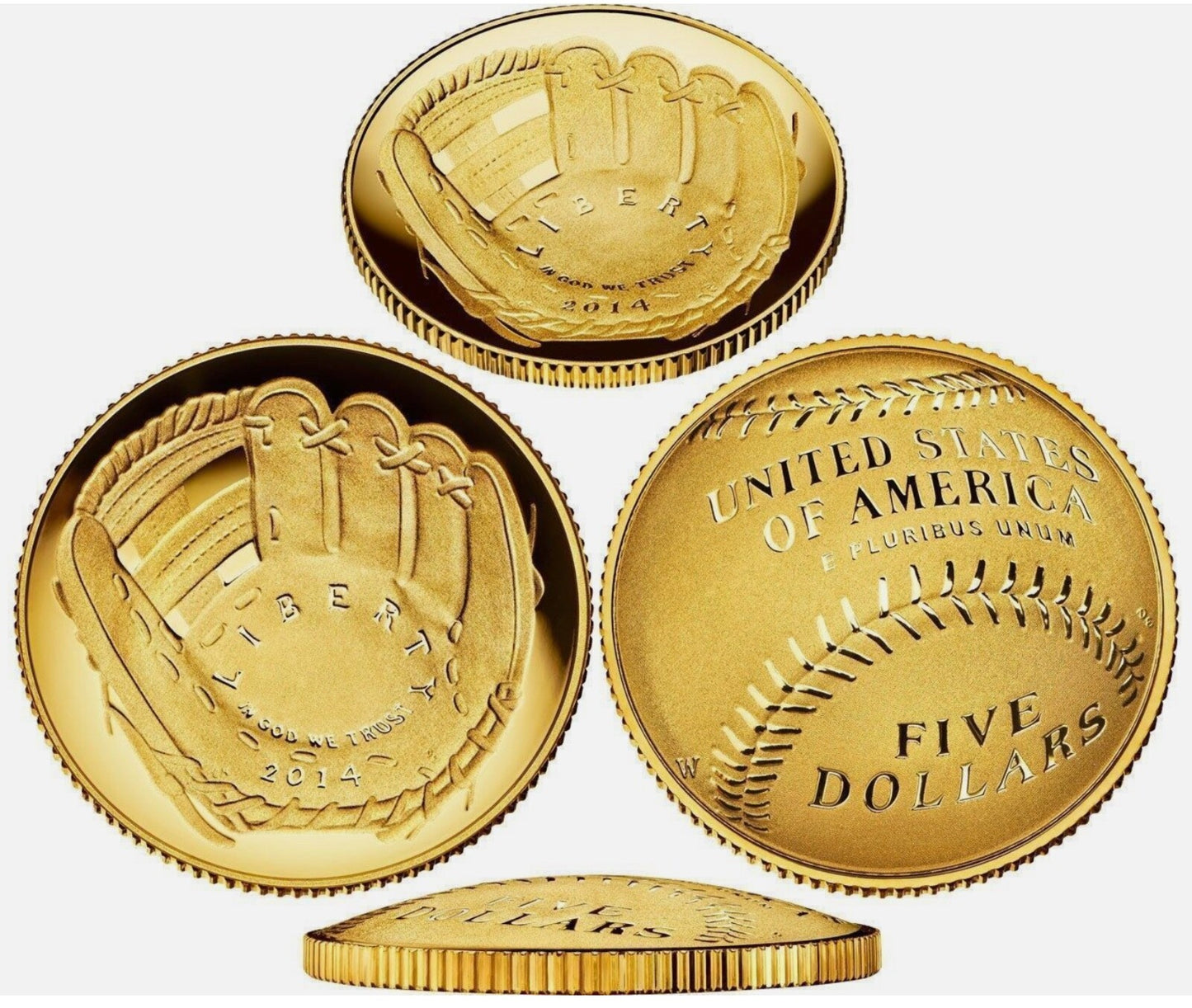 🔥 2014 W National Baseball Hall of Fame Gold 💰PROOF $5 Coin HOF US Mint ✅