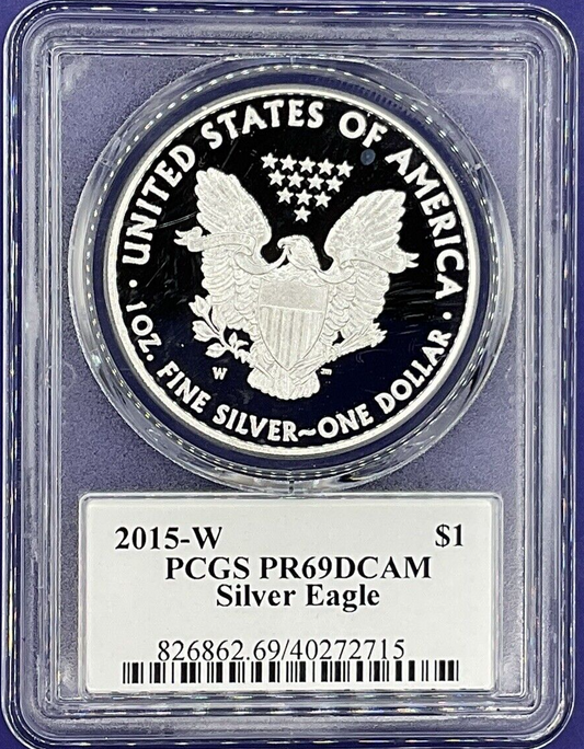 2015-W PROOF American Silver Eagle $1 PCGS PR69 Thomas Cleveland Arrows ⬱ Label