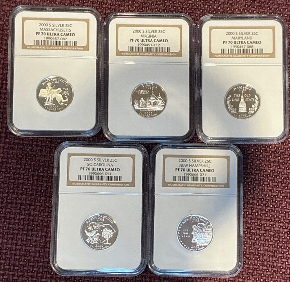 Complete Set SILVER State Quarters & Territories NGC PF70 UCAM RARE Proof Coins
