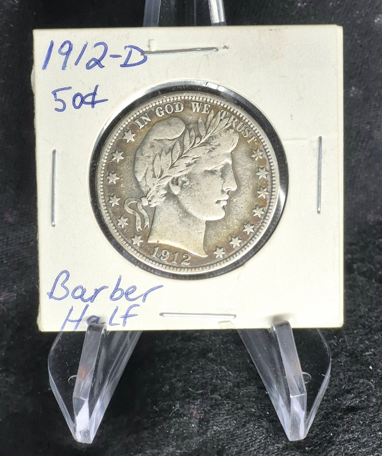 1912D Barber Half Dollar 90% Silver 50C 🔥Full Liberty, Motto, Rims🔥Very Fine