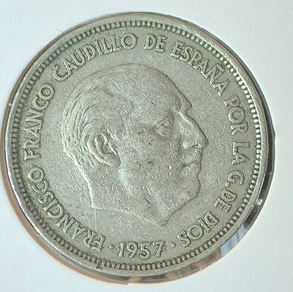 1957 Spain 25 Pesetas Coin