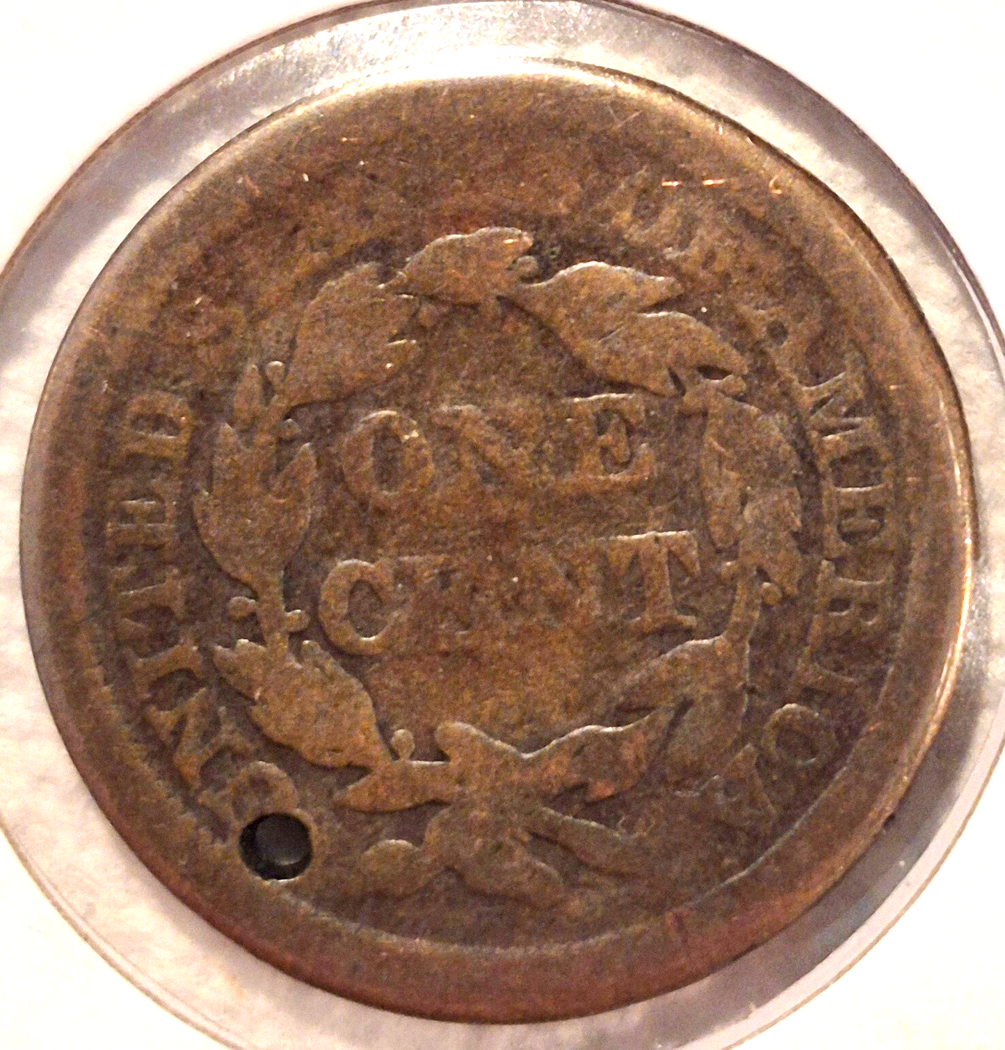 1855 Braided Hair Large Cent Slant 5's Variety AG or Less Jewlery Hole