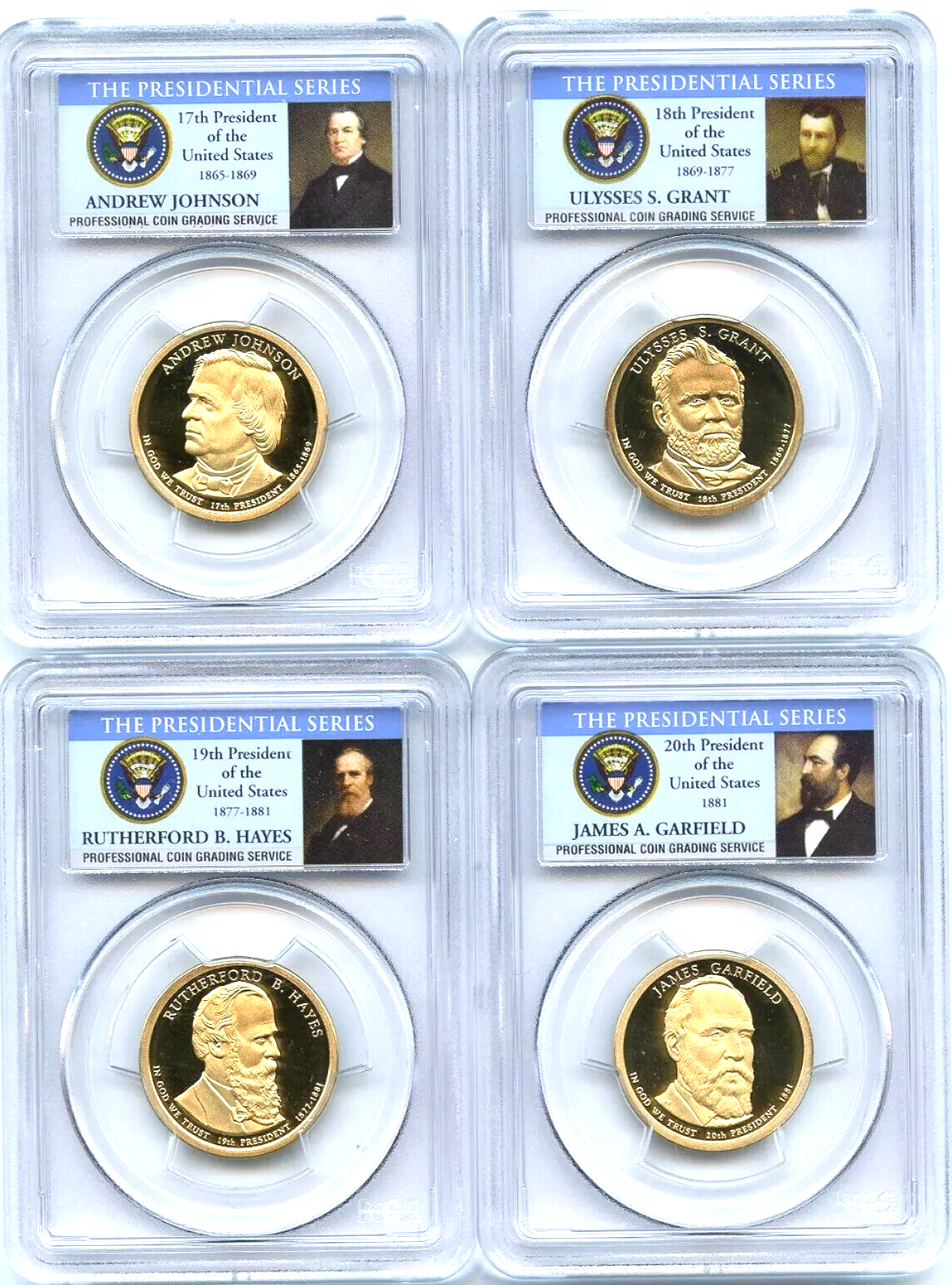 🔥 2011 S Presidential Dollar Set PCGS PR69DCAM Grant Hays Garfield Johnson