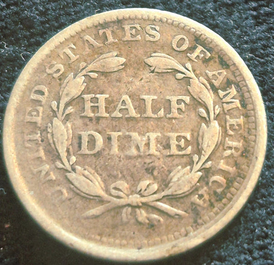 1857 Liberty Seated Half Dime 90% Silver Variety 2 Resumed Finer Details