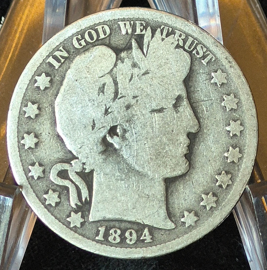 1894 New Orleans Barber Half Dollar 90% Silver 50C Very Good Partial Motto