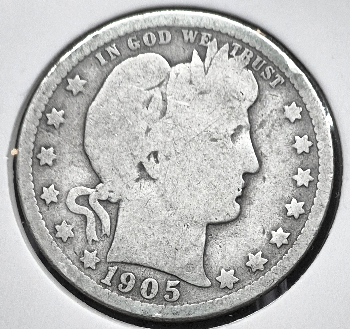 1905 O Barber Silver Quarter 90% SILVER Coin Raw Circulated AG Condition or Less