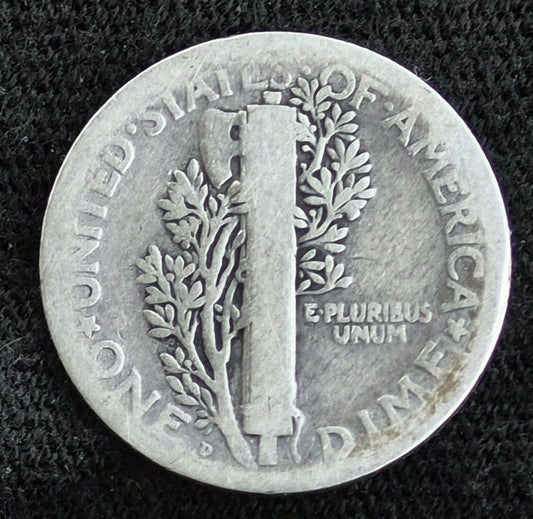 1921D Mercury Dime 90% Silver Very Rare Low Mintage V Good Circulated Condition