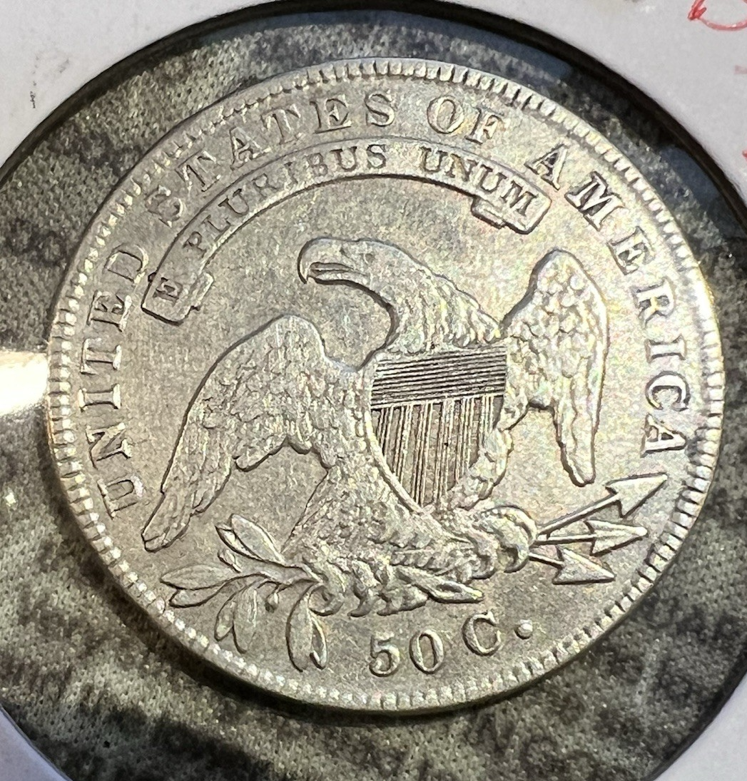 1834 Capped Bust Half Dollar Lettered Edge ROTATED DIE Beaded Border 50c Coin